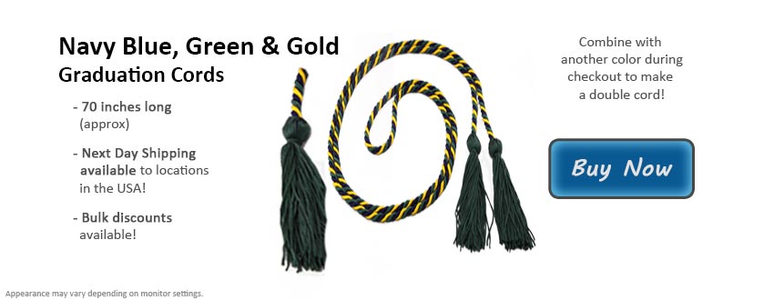 Navy Blue, Forest Green, and Gold Graduation Cord Picture