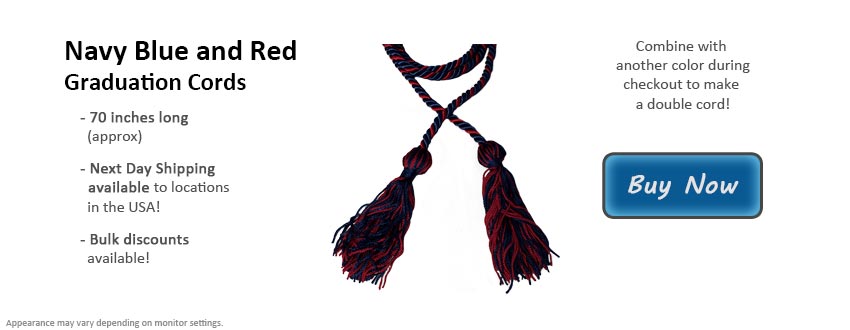 Navy Blue and Red Graduation Cord Picture
