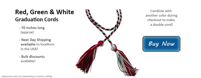 Red, Green and White Graduation Cord Picture