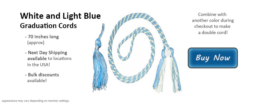 White and Light Blue Graduation Cord Picture