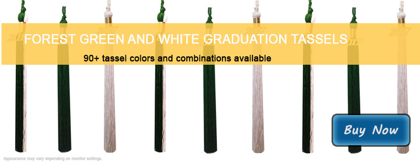 Graduation Tassels in Forest Green and White