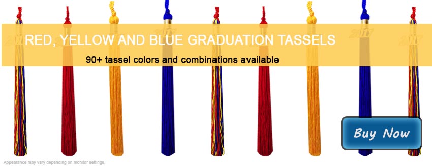 Graduation Tassels in Red, Yellow and Royal Blue