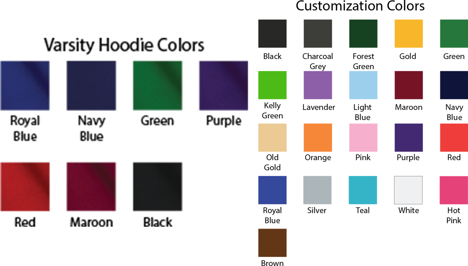 Senior Class Varsity Hoodie Options