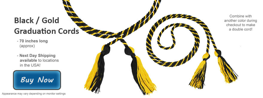 Black and Gold Graduation Cords from Honors Graduation