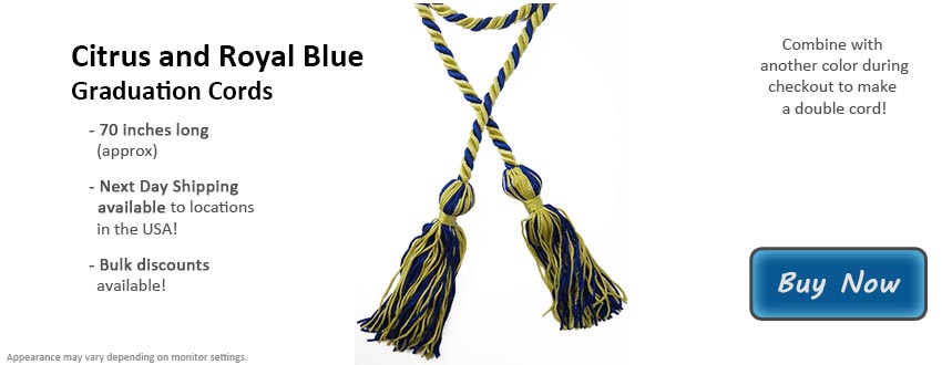 Citrus and Royal Blue Graduation Cord Picture