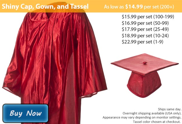 Graduation Gown, Cap & Tassel in Shiny Red Picture