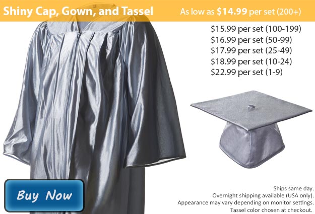 Shiny Forest Green Graduation Cap, Gown And Tassel Set