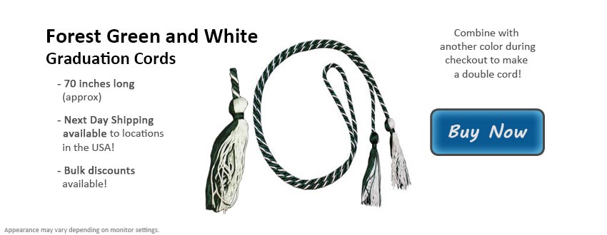 Forest Green and White Honor Cords