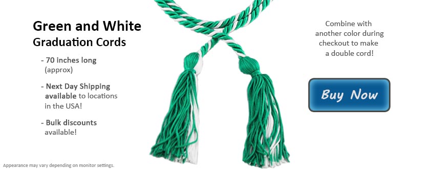 Graduation Cords in Green and White