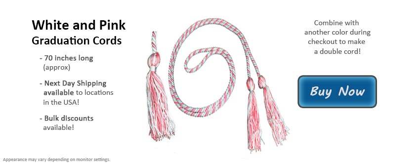 Fashionable Graduation Cords in White and Pink