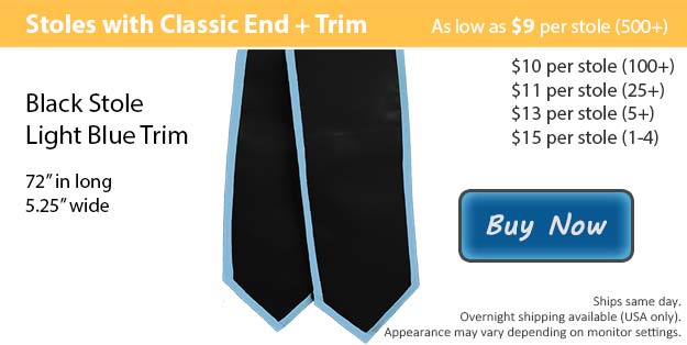 Black with Light Blue Trim Graduation Stole Picture