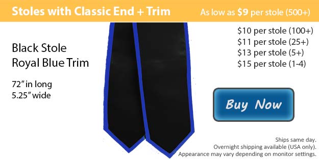 Black with Royal Blue Trim Graduation Stole Picture