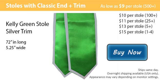 Graduation Stoles 72" Silver w/ Trim 