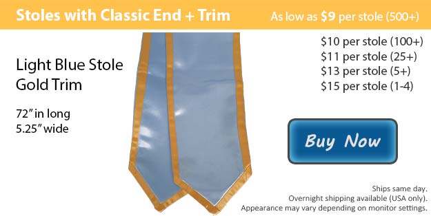 Light Blue with Gold Trim Graduation Stole Picture