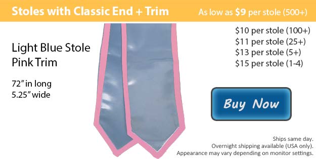 Light Blue with Pink Trim Graduation Stole Picture