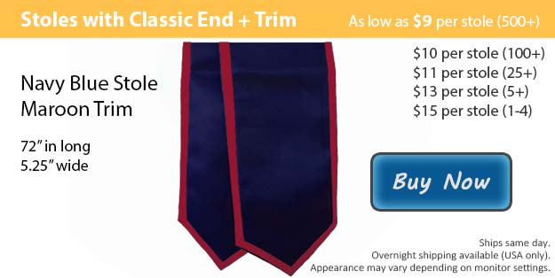Navy Blue with Maroon Trim Graduation Stole Picture