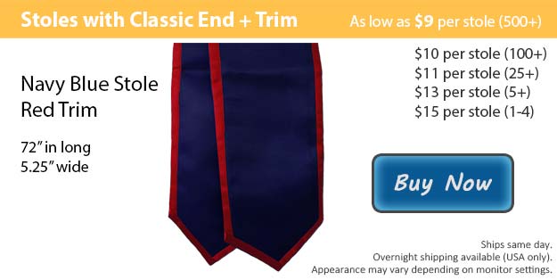 Navy Blue with Red Trim Graduation Stole Picture