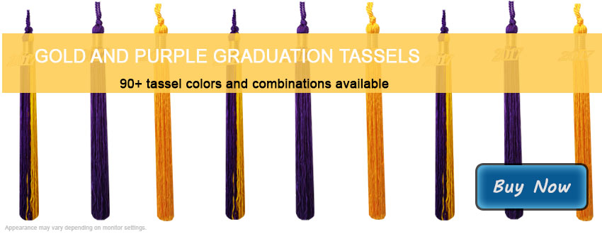 Graduation Tassels in Gold and Purple