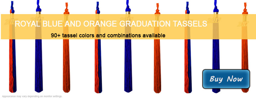 Blue and orange with tassels