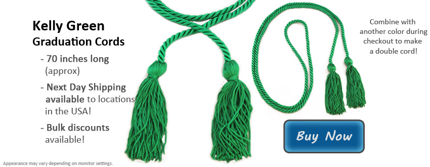 Kelly Green Honor Cords, Senior Class Graduation Products