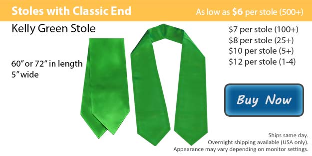 Kelly Green Graduation Stole Picture