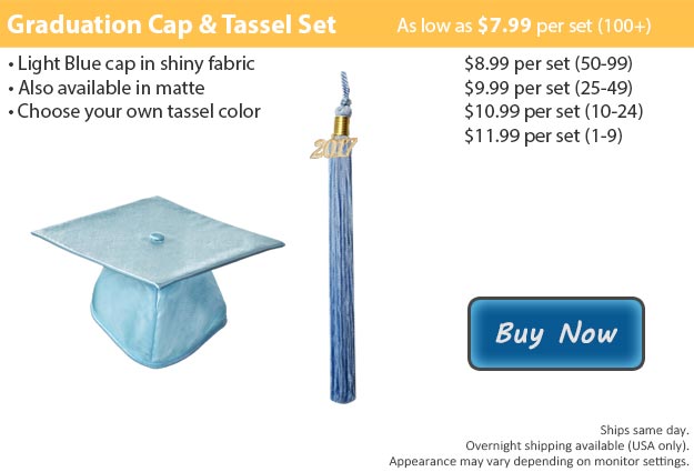 Shiny Light Blue Graduation Cap & Tassel Picture