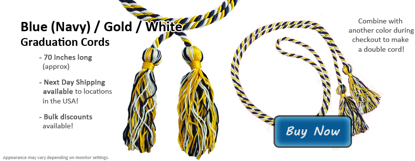 Honor Cords: Black-White-Light Blue, Senior Class Graduation Products