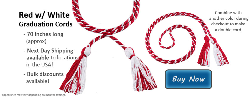 Braided Cords of Red and White Graduation Cord Entwined