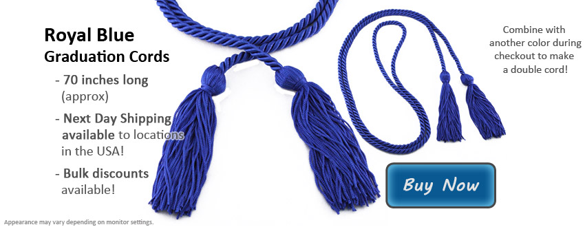 Royal Blue Graduation Cords from Honors Graduation