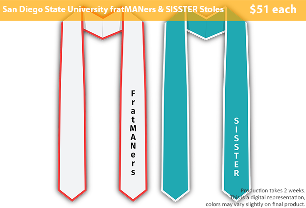 San Diego State University FratMANers & SISSTER Custom Stoles