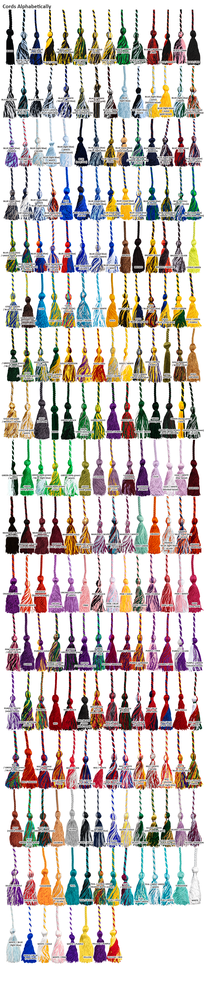 alphabetical graduation cords